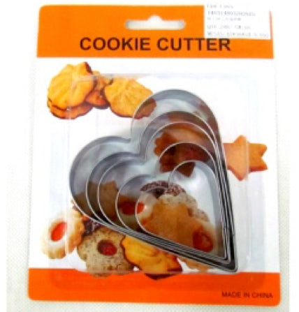 3077  5pc Heart Cookie Cutter