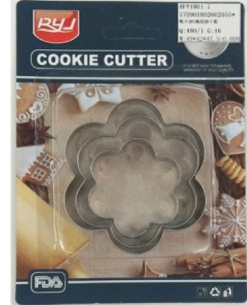 3080  3pc Flower Cookie Cutter