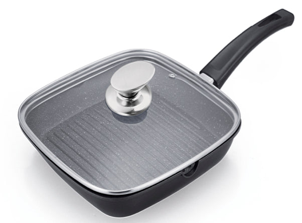 Heavy Duty Square Grill Pan with lid 28cm non stick